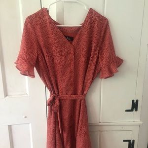 NWOT Lulus red flutter sleeve dress